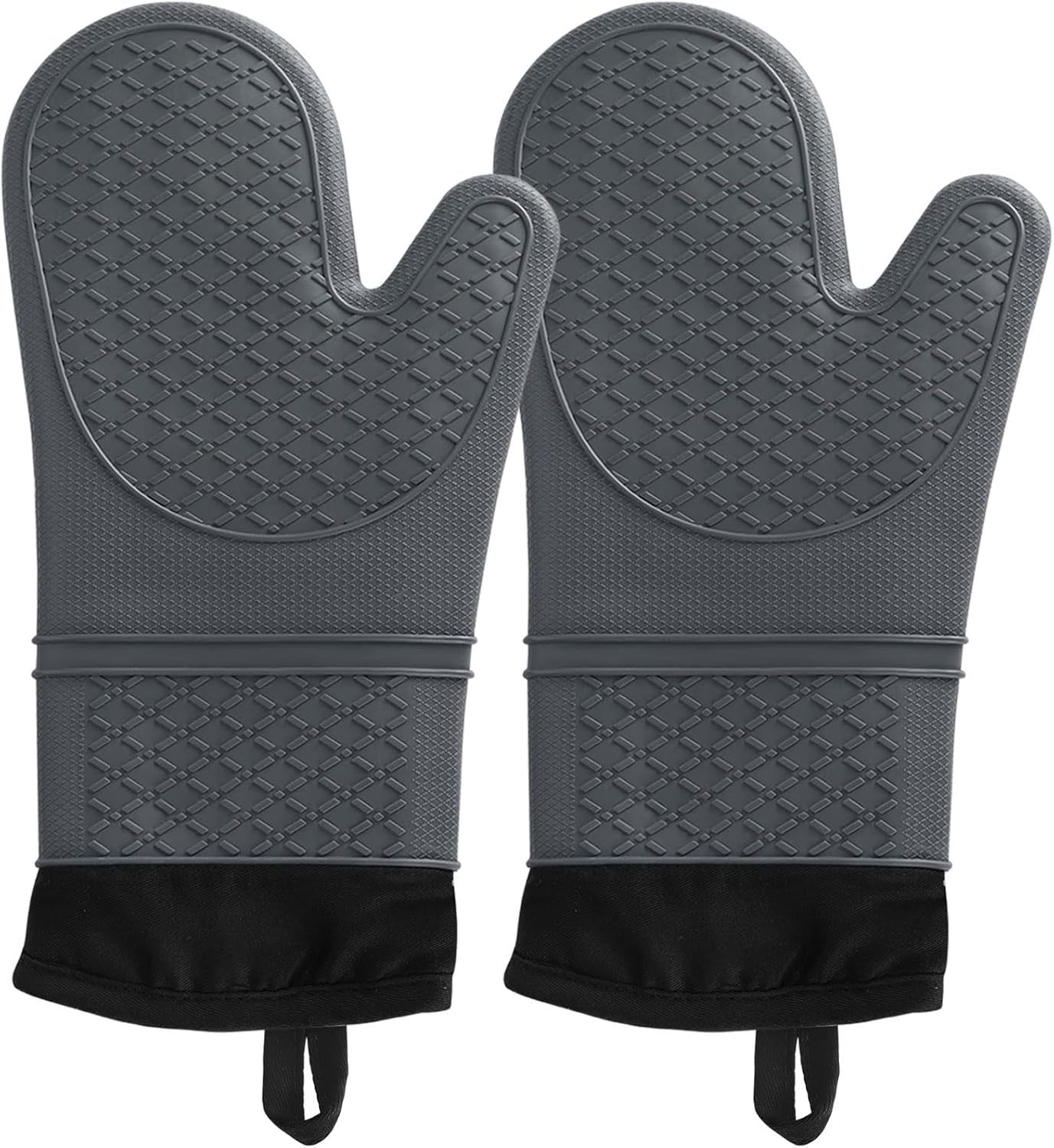 Oven Mitt Silicone - 2Pcs Silicone Oven Mitts, Waterproof Non-Slip,