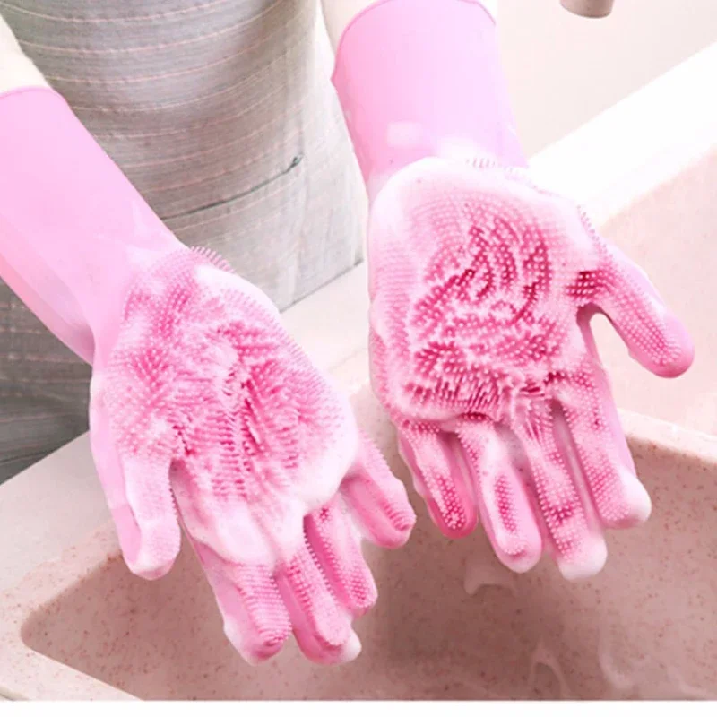 Rubber Glove Cleaning - 1 Pair Reusable Dishwashing Gloves Silicone