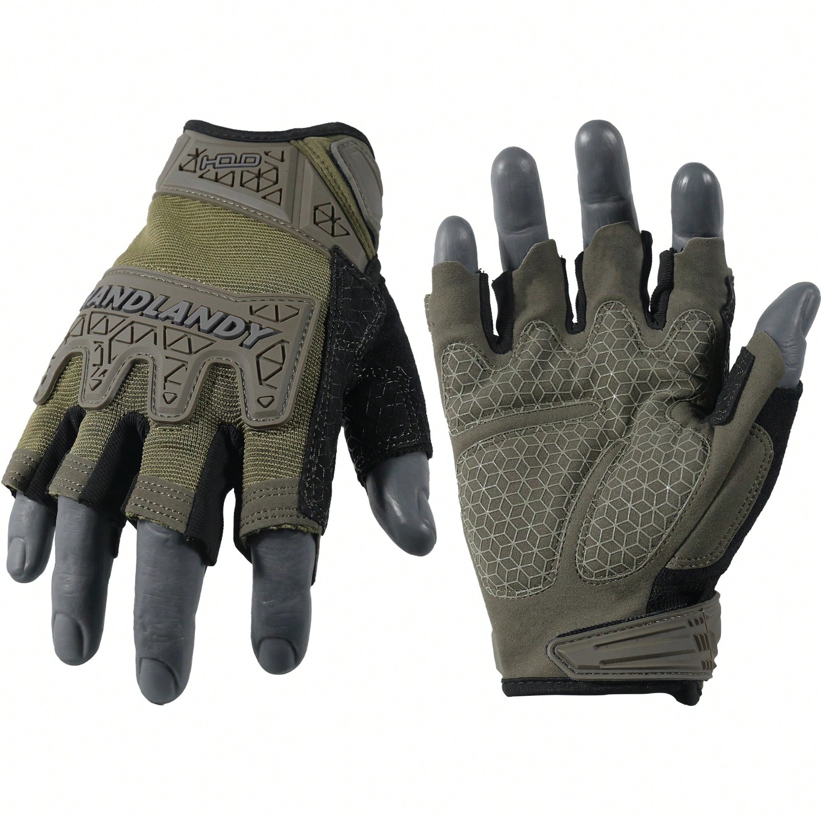 Work Glove Impact - Tactical Fingerless Impact Gloves For Men,