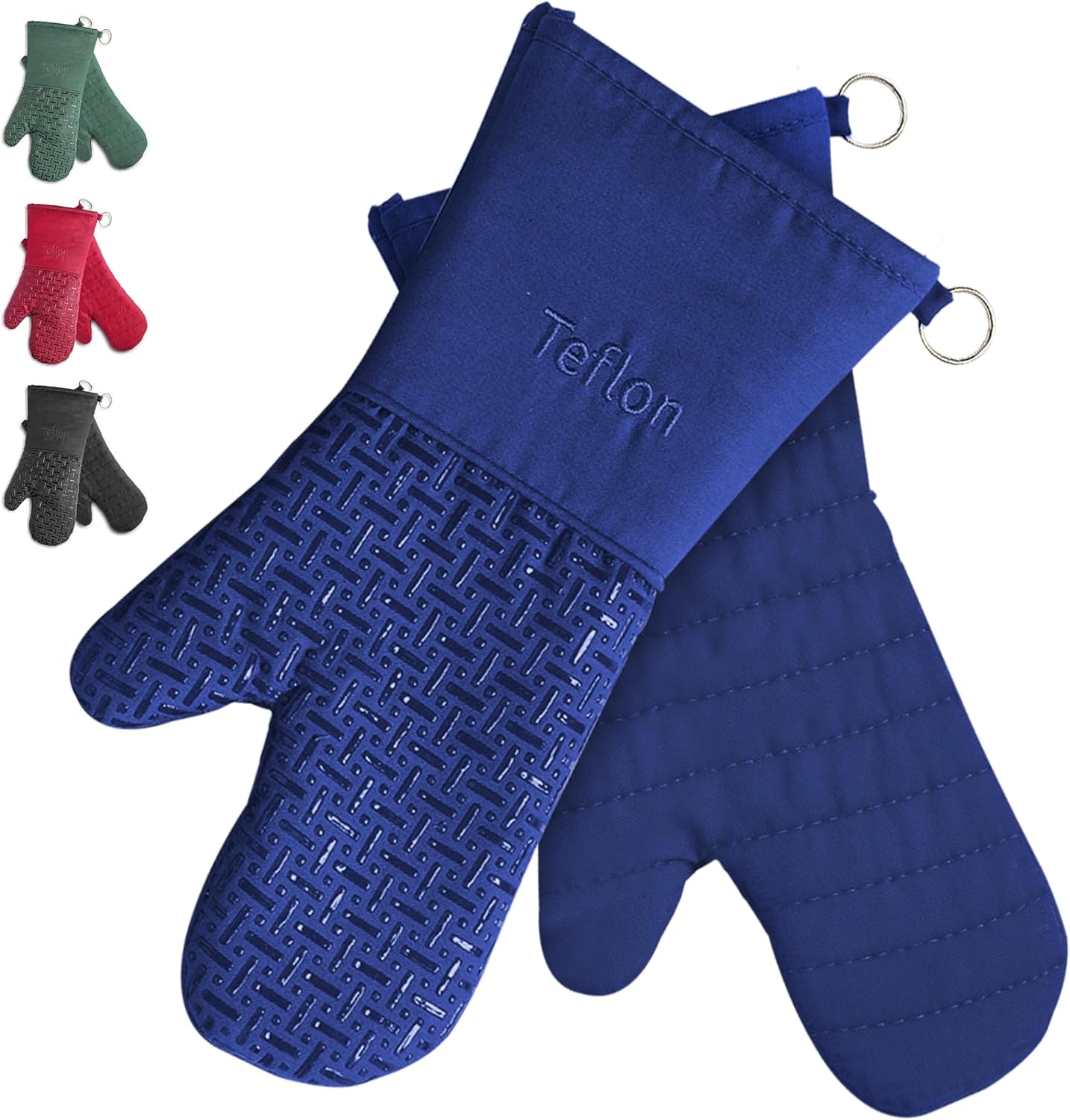 Heat Resistant Glove - Extra Long Oven Mitts (Blue) |