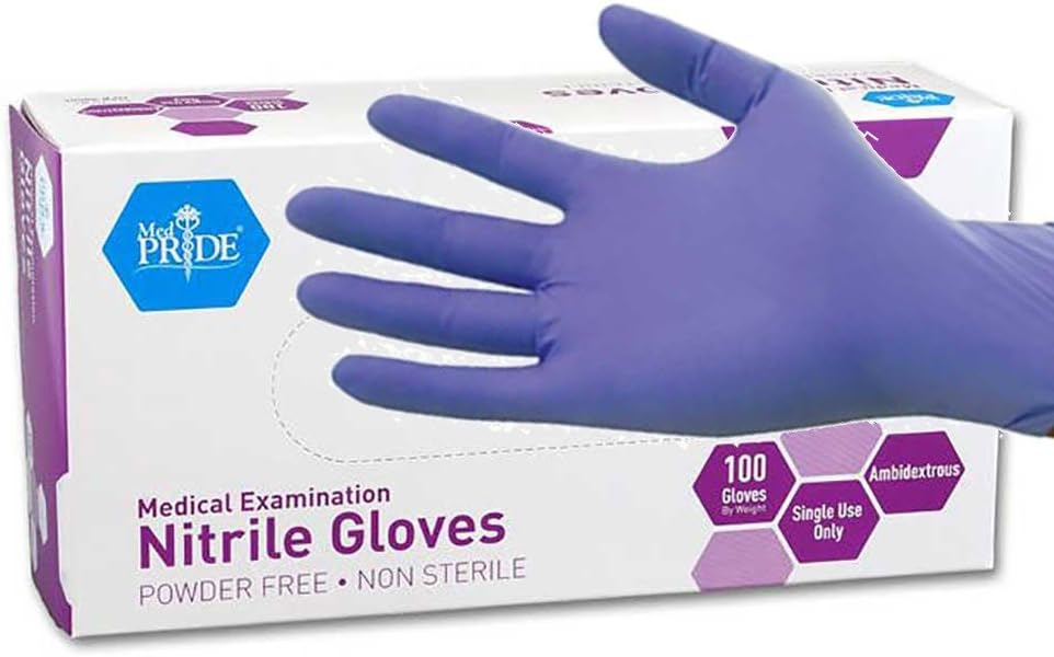 Exam Glove Nitrile - Powder-Free Nitrile Exam Gloves, Iris Blue,