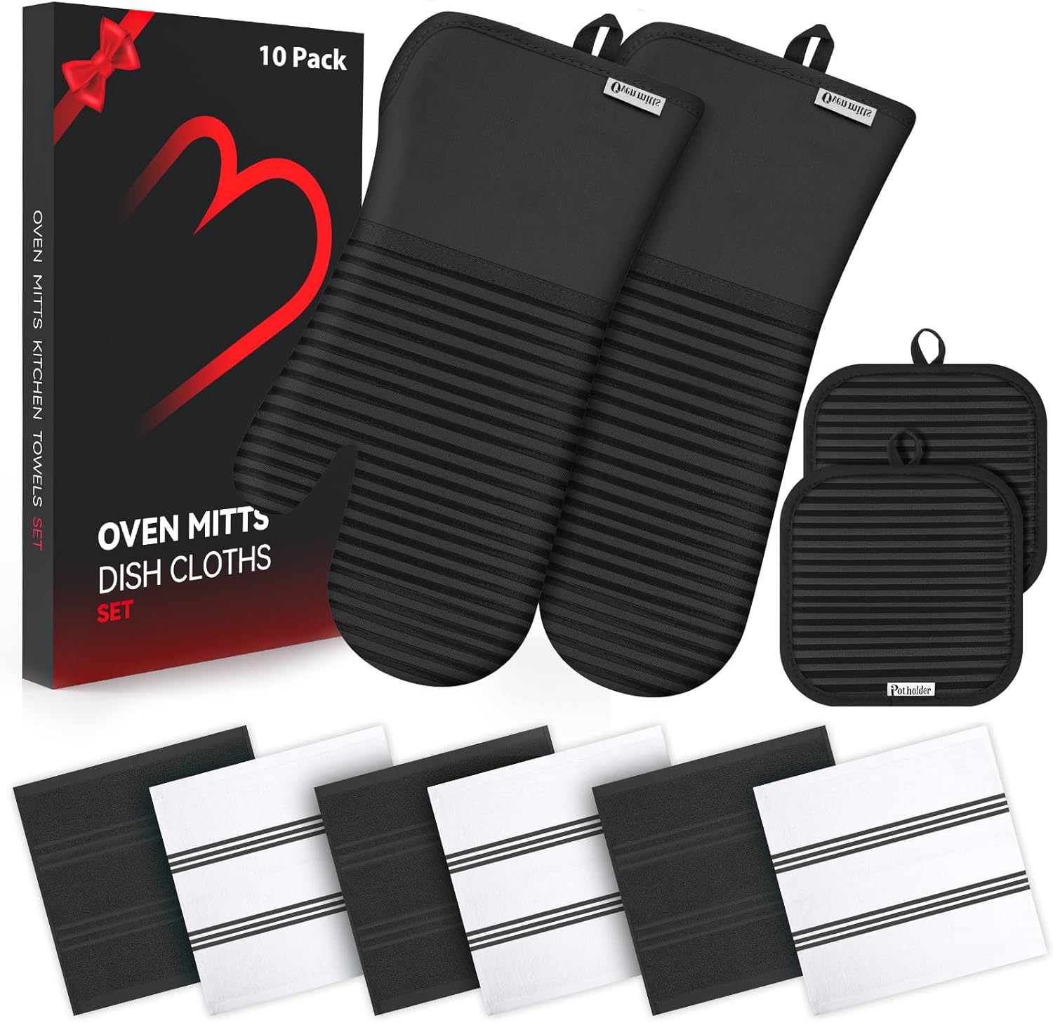 Heat Resistant Glove - Oven Mitts & Pot Holder Set,