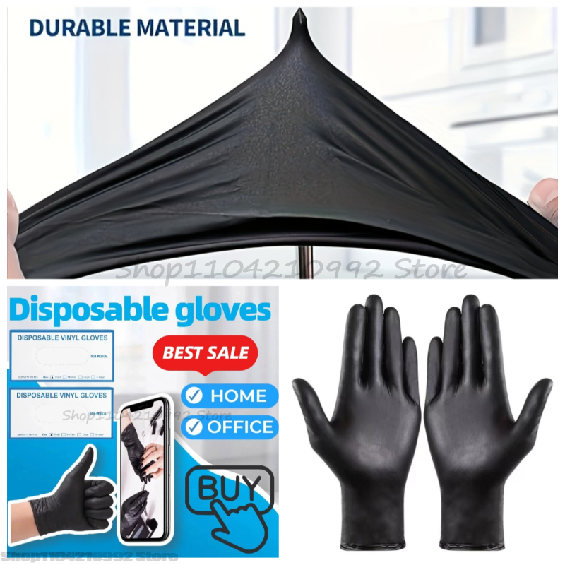 Latex Disposable Glove - Black Disposable Gloves Powder Free Suitable