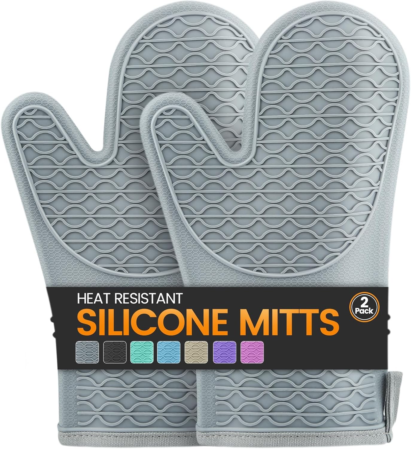 Oven Mitt Silicone - Heat-Resistant Silicone Oven Mitts with Non-Slip