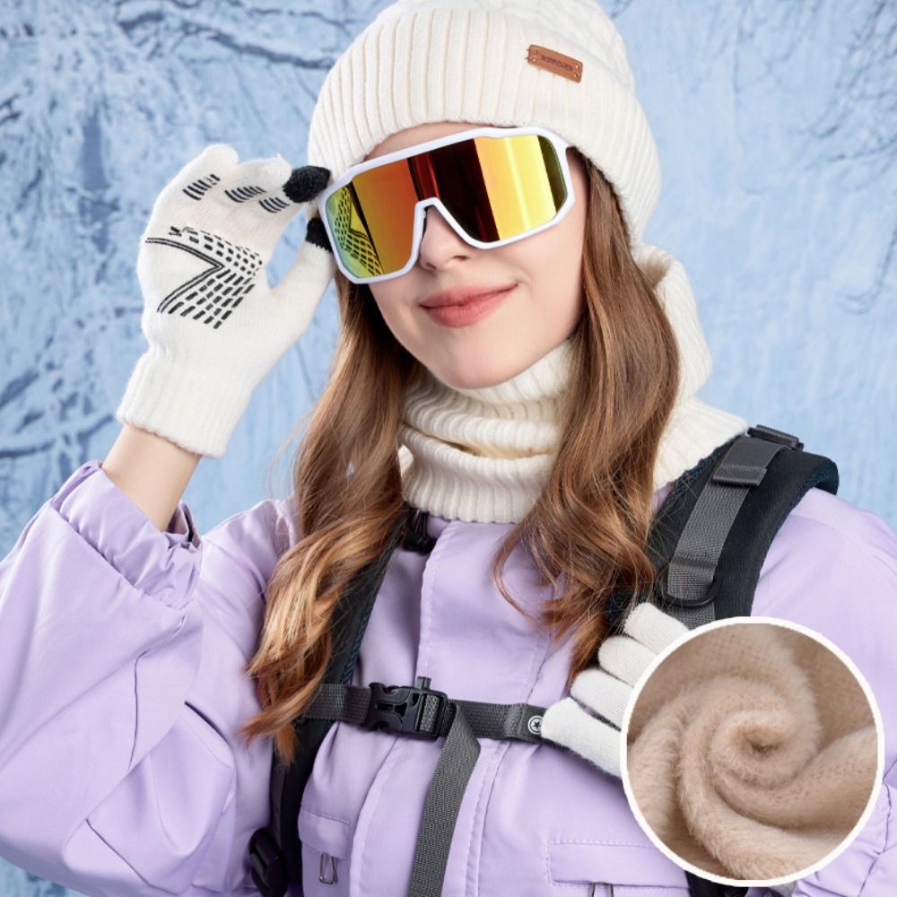3pcs Hiking Solid Color Hat Sc - مراجعة Wool Glove Lined وسعره