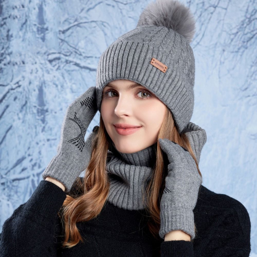 3pcs Hiking Solid Color Hat Sc - مراجعة Wool Glove Lined وسعره