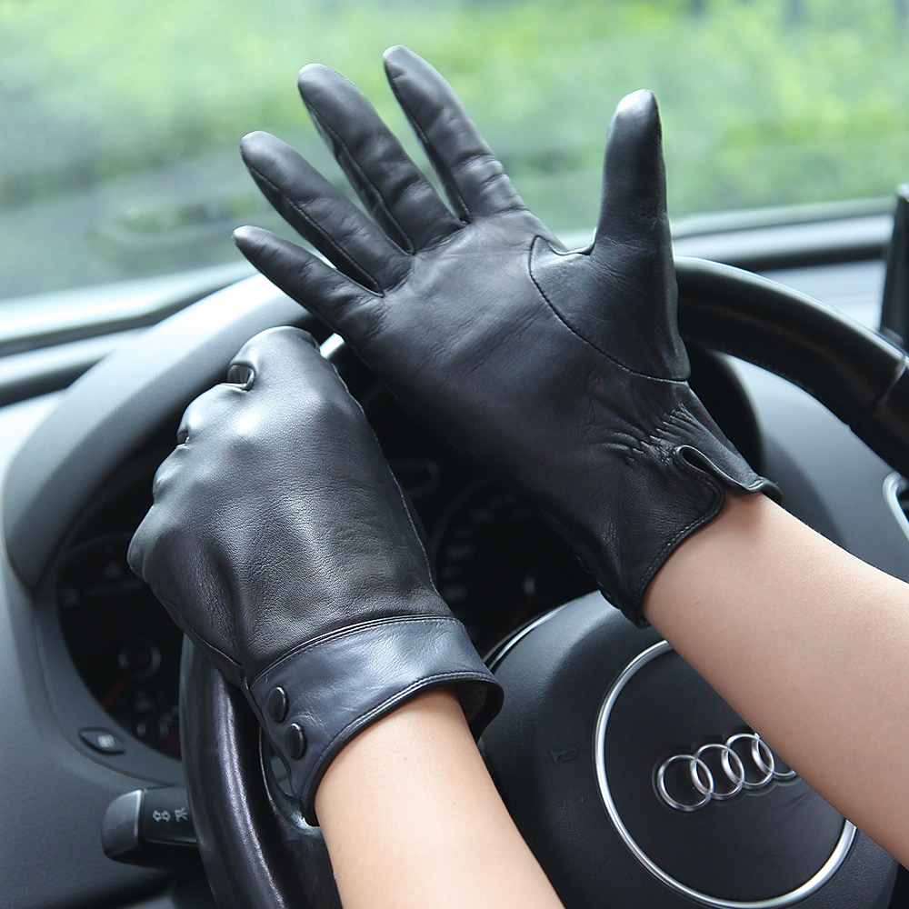 Fashion Black Real Leather Glo - مراجعة Wool Glove Lined وسعره