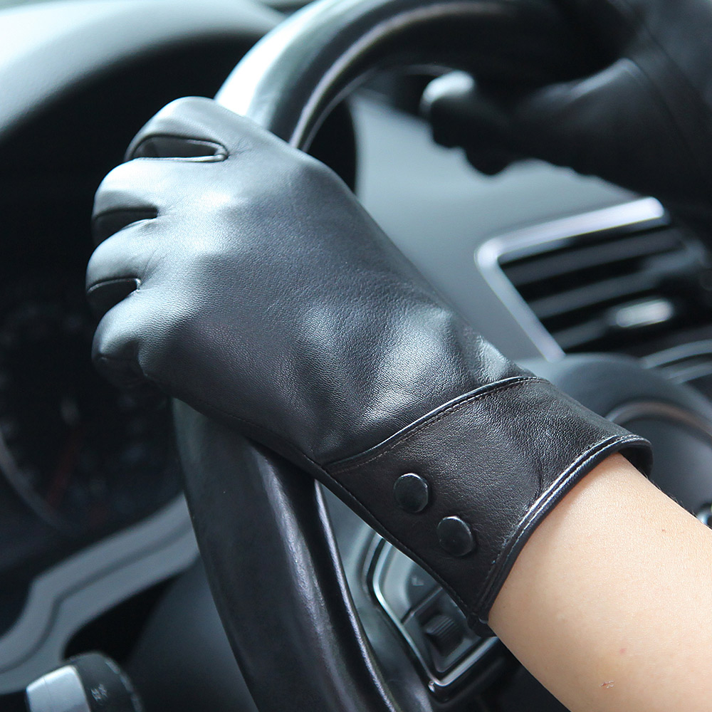 Fashion Black Real Leather Glo - مراجعة Wool Glove Lined وسعره