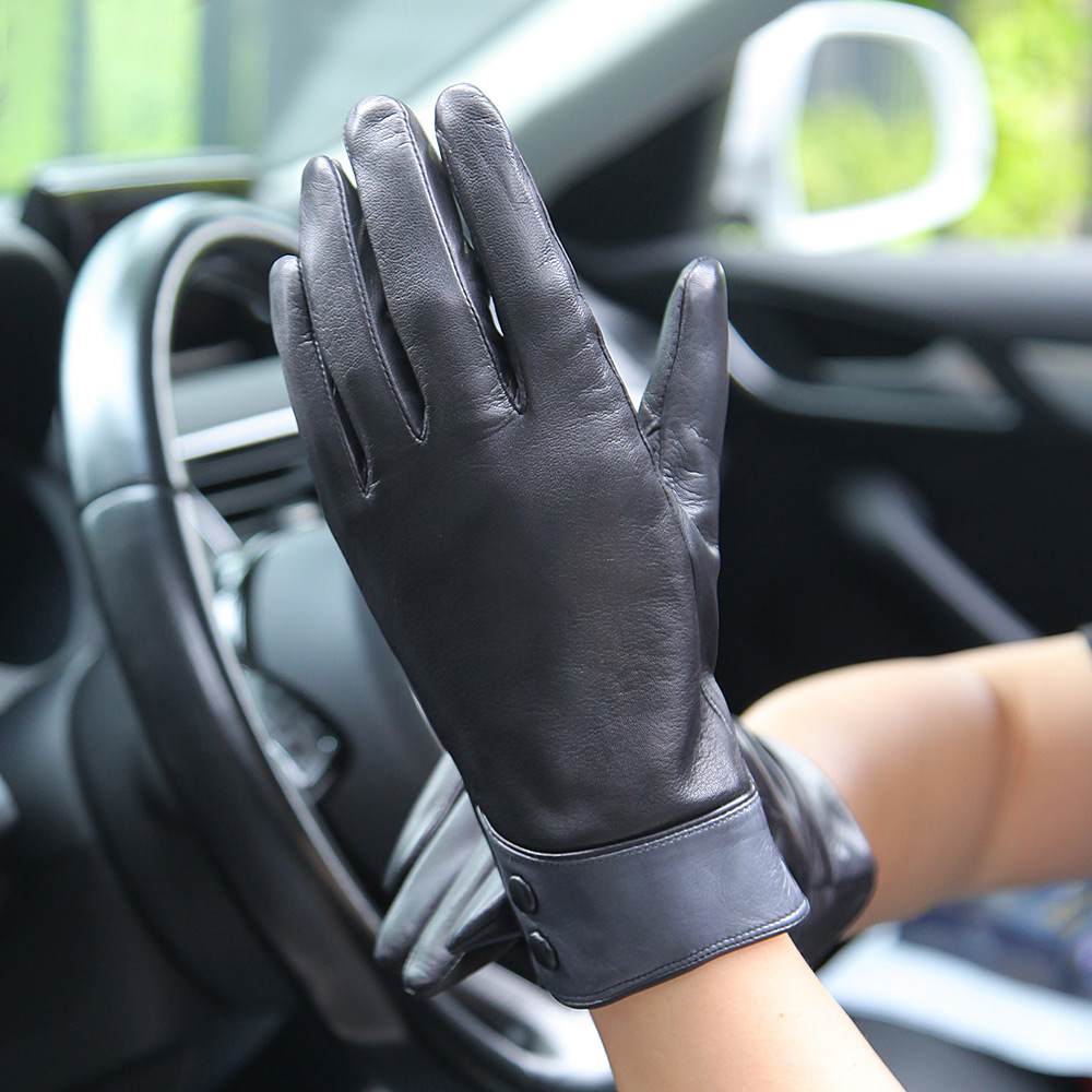 Fashion Black Real Leather Glo - مراجعة Wool Glove Lined وسعره