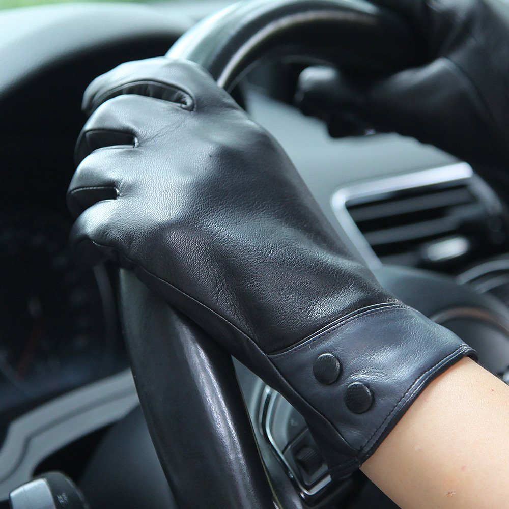 Fashion Black Real Leather Glo - مراجعة Wool Glove Lined وسعره