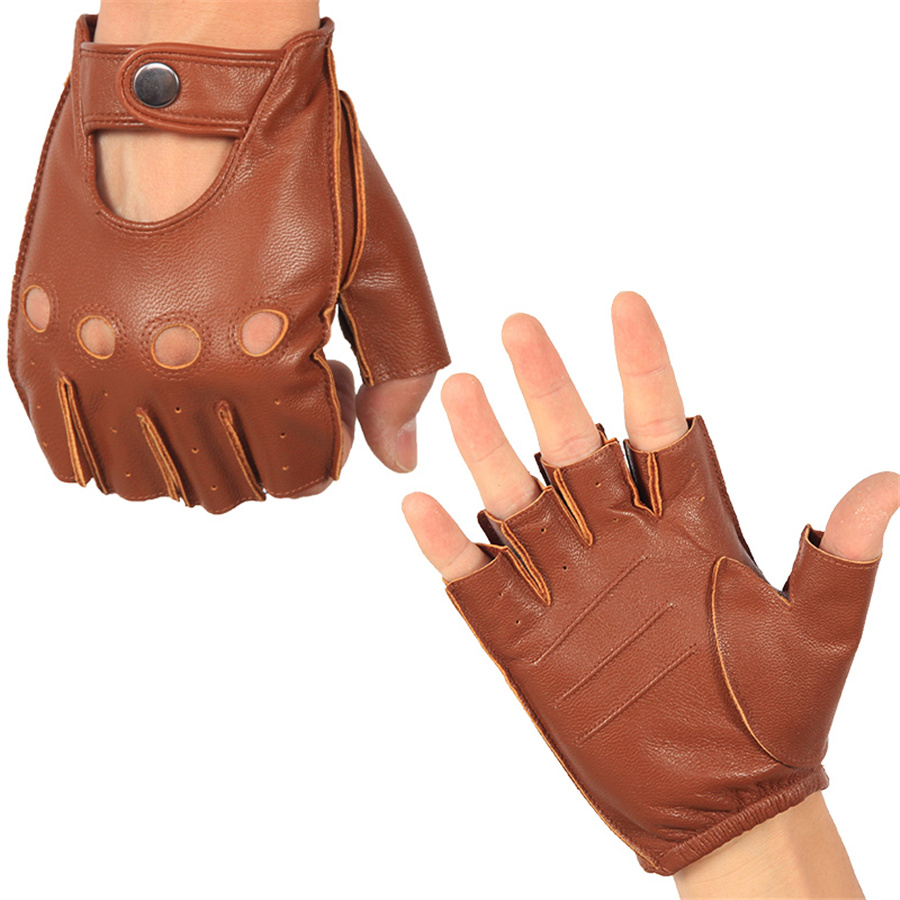 High Quality Man's Half Finger - مراجعة Leather Driving Glove وسعره