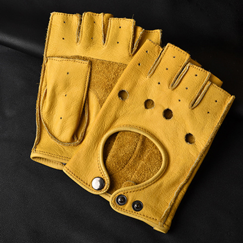 Leather Gloves Men's Half Fing - مراجعة Leather Driving Glove وسعره