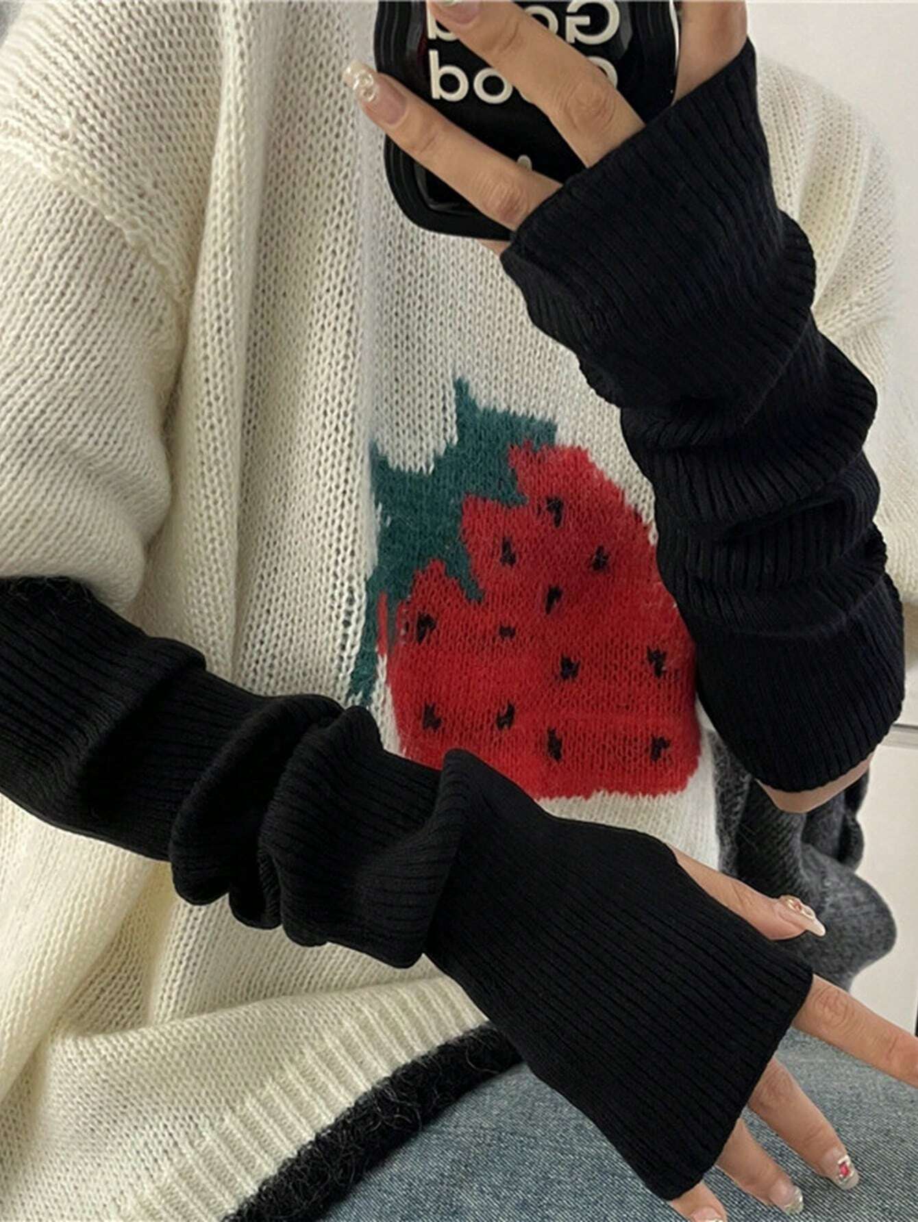 Black Fingerless Knitted Glove - مراجعة Fingerless Glove Knit وسعره