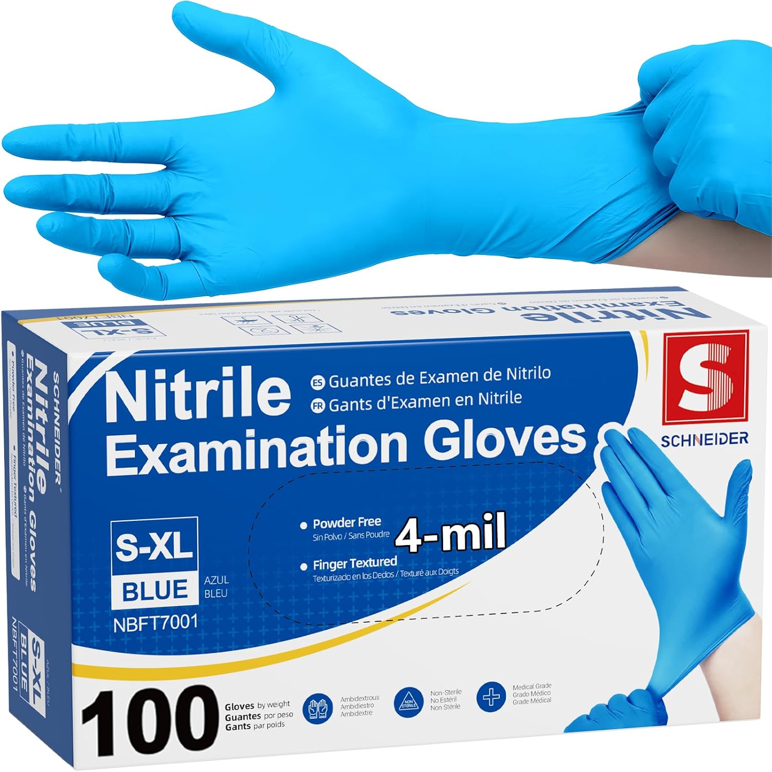 Nitrile Exam Gloves, Blue, 4 m - مراجعة Exam Glove Nitrile وسعره