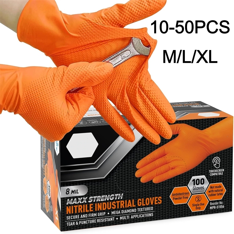 Heavy Duty Orange Nitrile Glov - مراجعة Nitrile Mechanic Glove وسعره