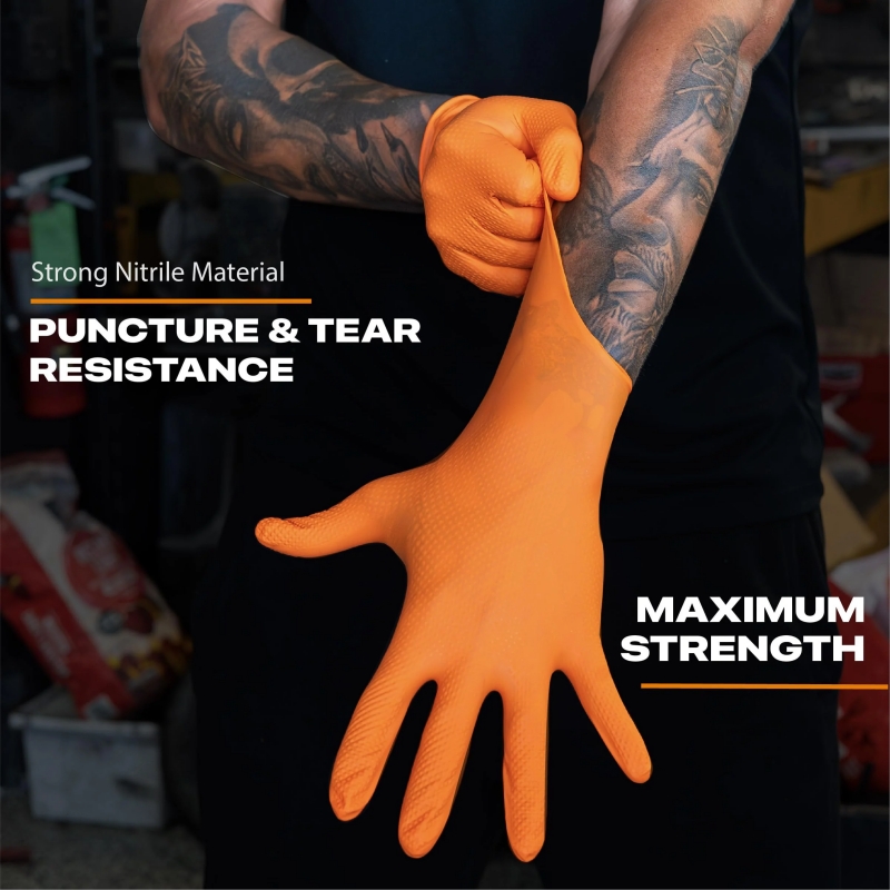 Heavy Duty Orange Nitrile Glov - مراجعة Nitrile Mechanic Glove وسعره