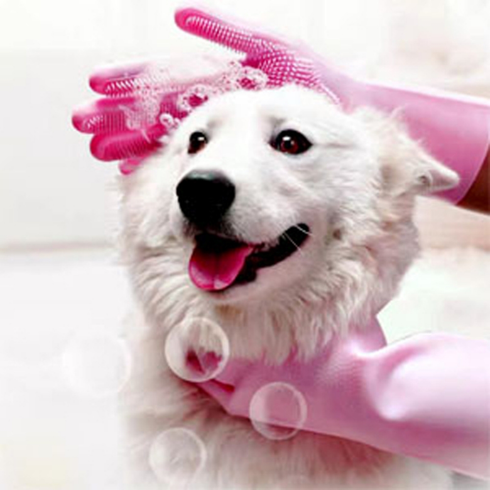 Pet Grooming Gloves for Dogs A - مراجعة Rubber Glove Cleaning وسعره