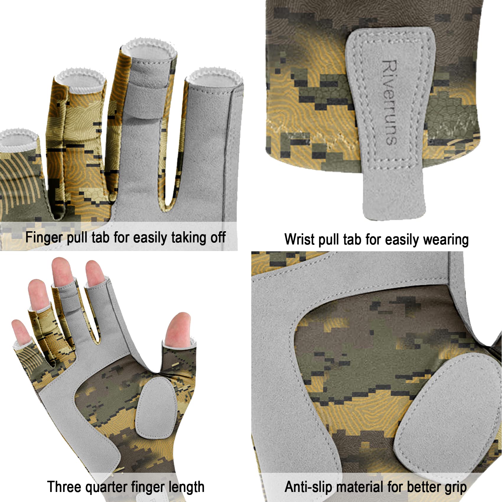 Riverruns Fingerless Fishing G - مراجعة Cycling Glove Padded وسعره