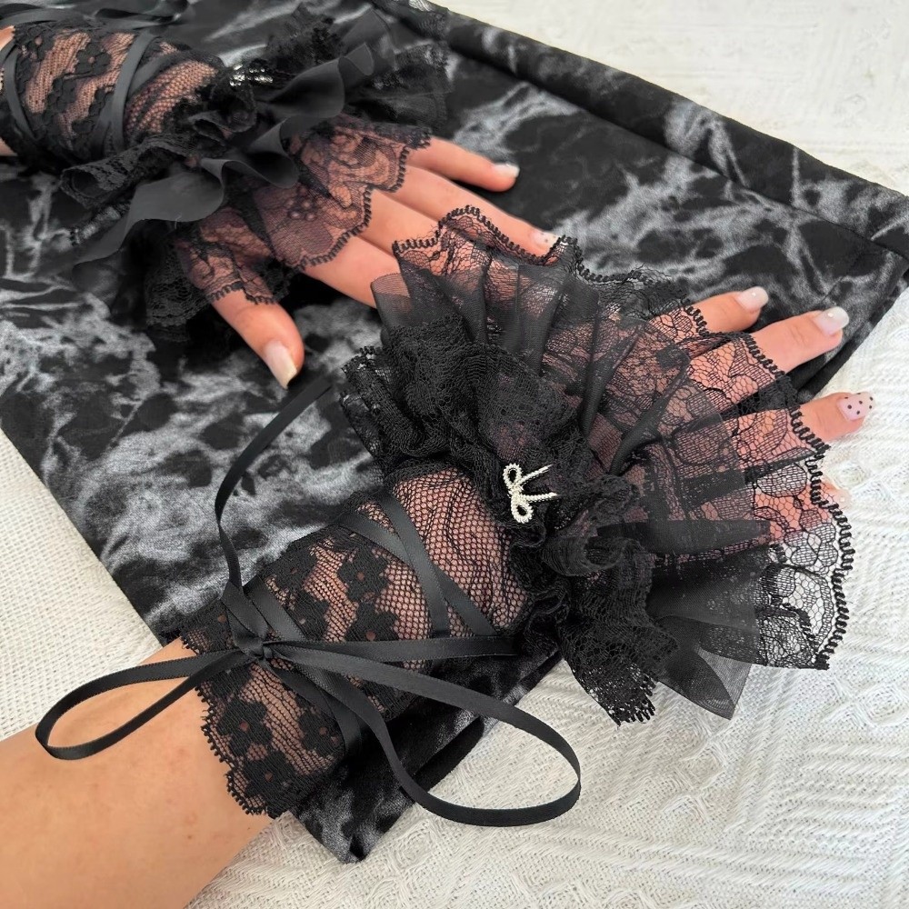 1Pair Black/White Fingerless G - مراجعة Fingerless Glove Knit وسعره