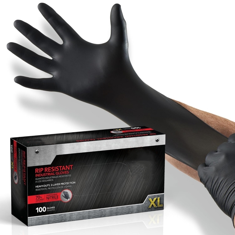 100PCS Black Nitrile Gloves Di - مراجعة Latex Disposable Glove وسعره