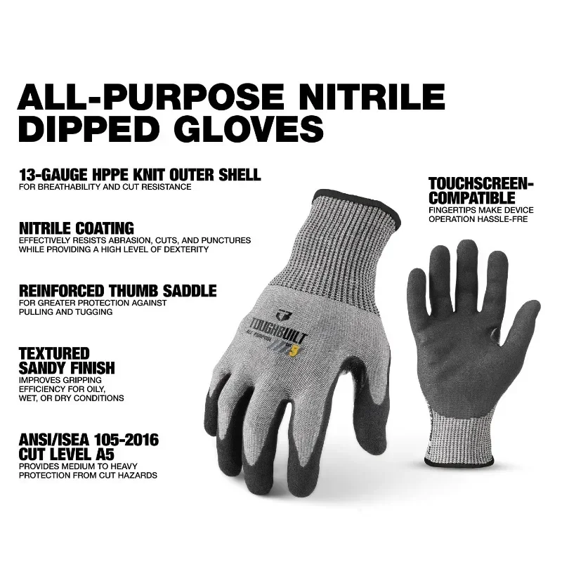 ToughBuilt TB-P2-112-5-L Nitri - مراجعة Nitrile Mechanic Glove وسعره