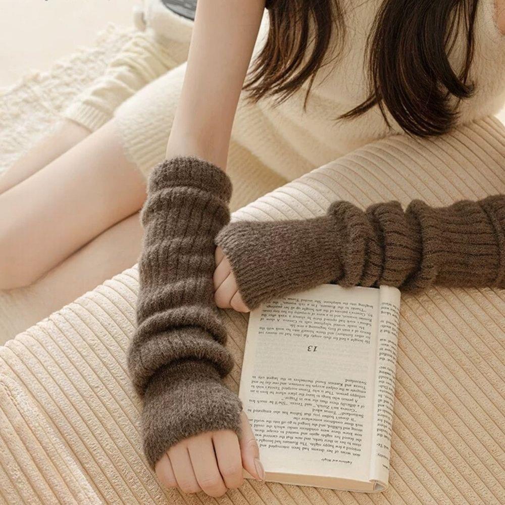 Mink Fleece Winter Women Knitt - مراجعة Fingerless Glove Knit وسعره